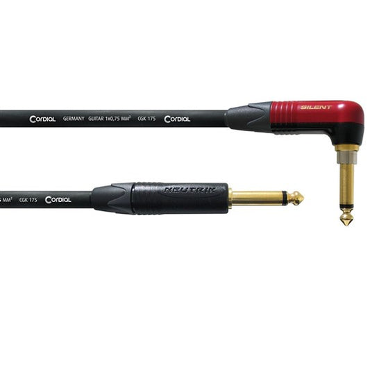 Cordial CSI6RP-SILENT Instrument and Guitar Cable (6.3 Right Angled to 6.3mm)