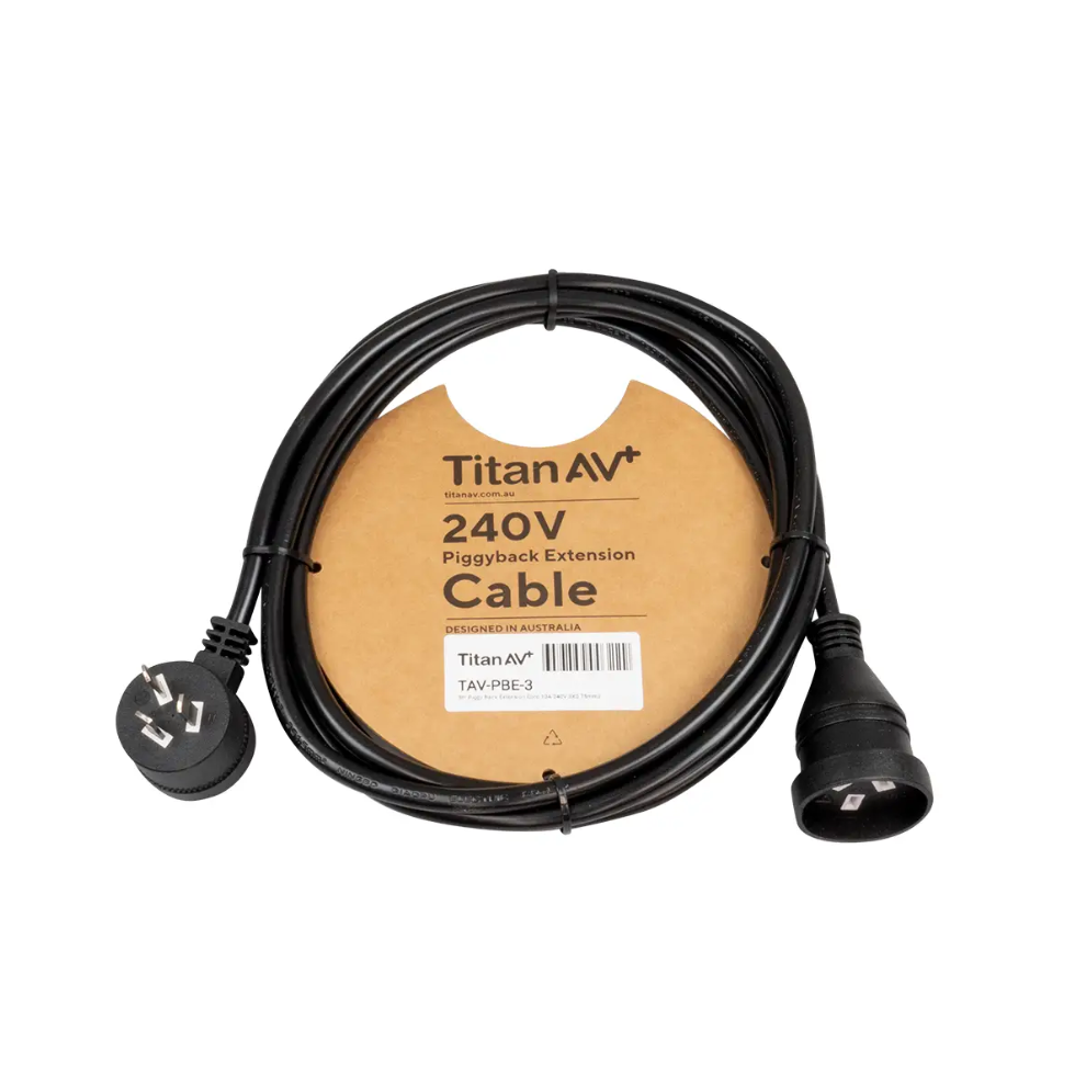 Titan AV 3m Extension Cord with Piggy Back Plug